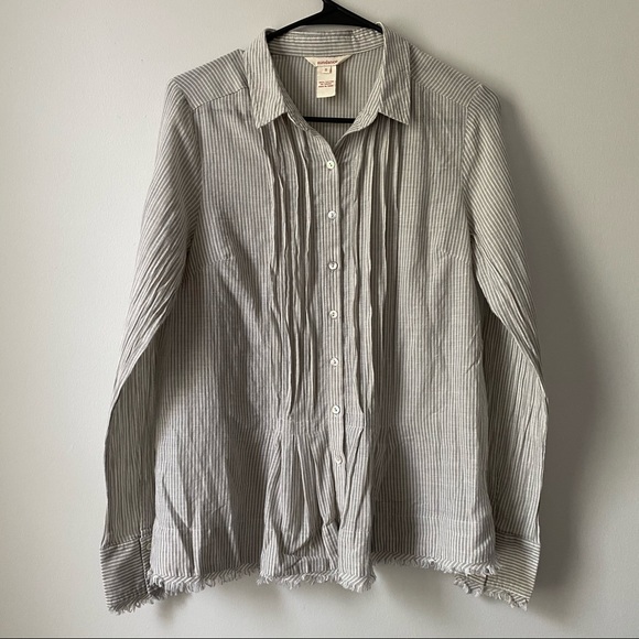 Sundance Tops Sundance Striped Cotton Long Sleeve Blouse Small